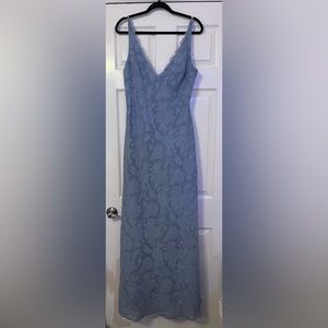 Azazie Dusty Blue Floral Burnout Dress